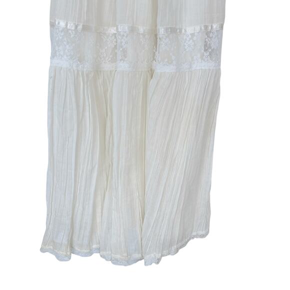 Vintage 70s Gunne Sax White Lace Maxi Dress Prairie Boho Sz 5 - Picture 12 of 15